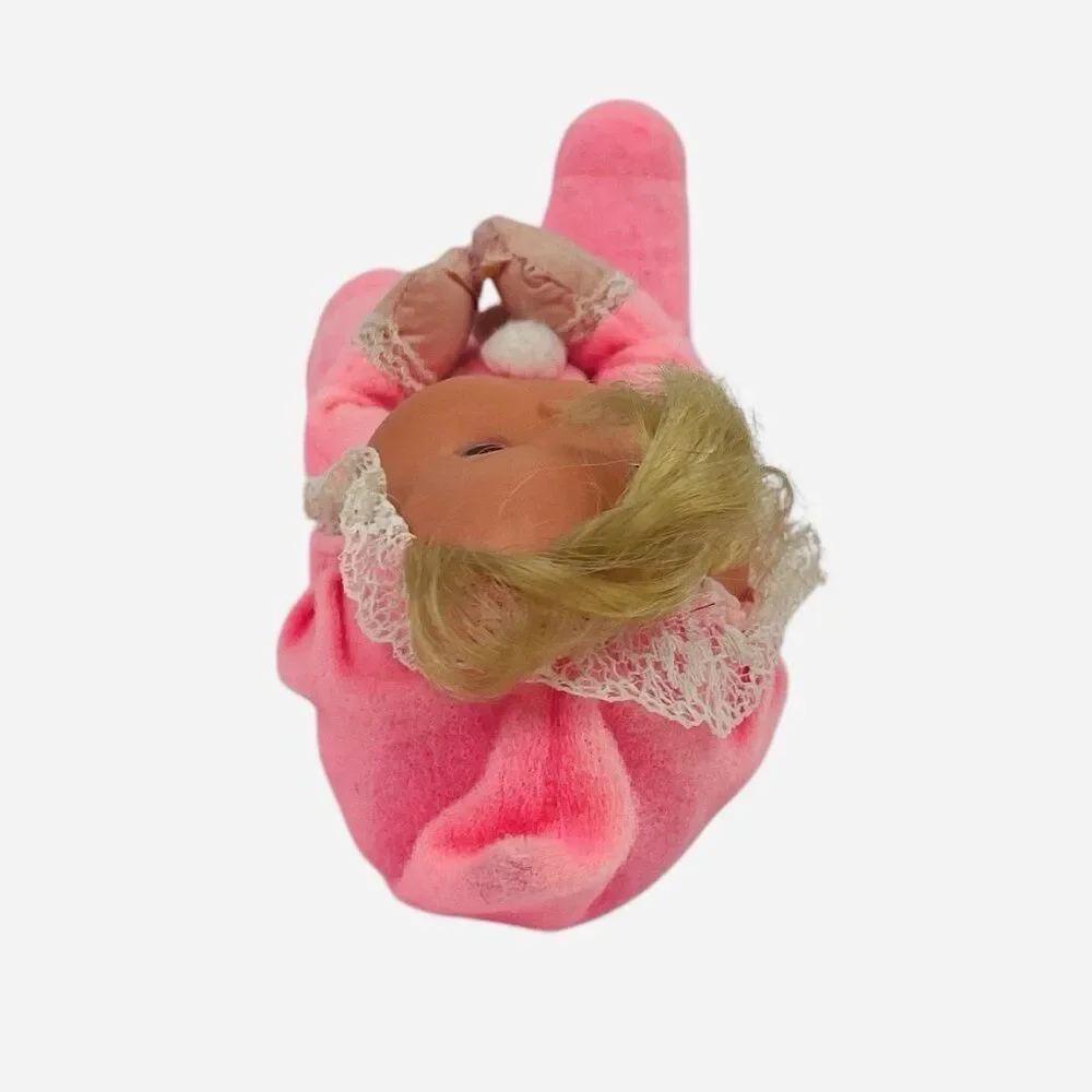 RARE Vintage 1970 Mattel Itsy Bitsy Beans Baby Doll Piffle Pink Blonde Blue Eyes